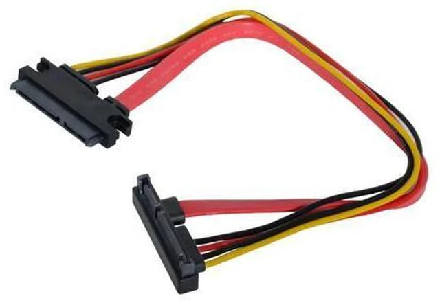 Alt view image 2 of 5 - Down Angled SATA III 3.0 7+15 22 Pin SATA Male to Female Data Power Extension Cable 30cm
