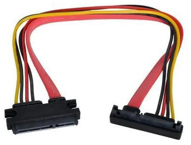 Alt view image 3 of 5 - Down Angled SATA III 3.0 7+15 22 Pin SATA Male to Female Data Power Extension Cable 30cm
