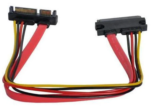Alt view image 5 of 5 - Down Angled SATA III 3.0 7+15 22 Pin SATA Male to Female Data Power Extension Cable 30cm