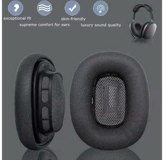 Alt view image 2 of 5 - Ear Cushions for appple AirPods Max Replacement Leather earpads Sweat Proof Ear Cups Cushion Replace for airpod max Headphone with Protein Leather Memory Foam and Magnet (Space Gray)