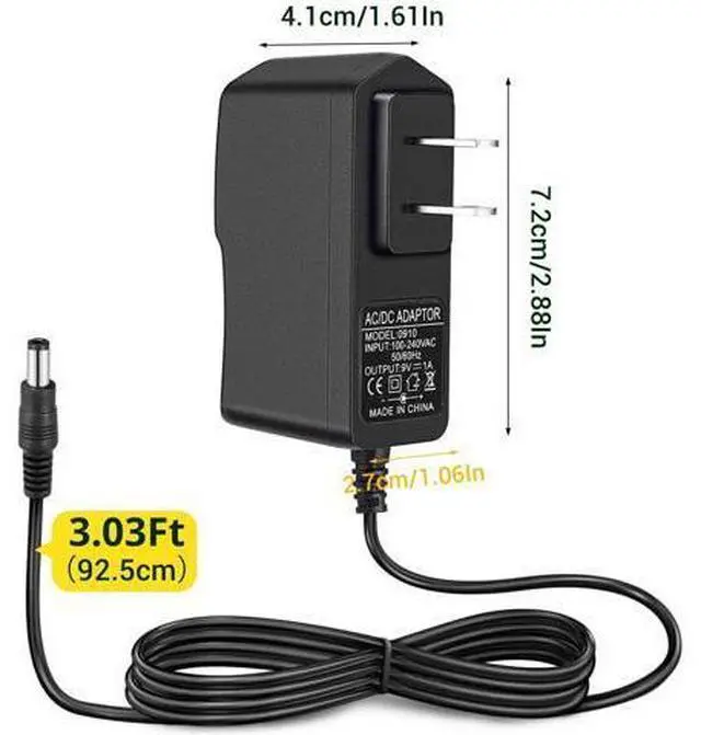 Alt view image 3 of 7 - 9W 9V/1A Power Supply Adapter, AC 100-240V to DC 9V 1000mA Wall Adapter, 9 Volt 1 Amp AC to DC Switching Power Supply, Slim Wall-Mount Power Adapter, Compatible Both 5.5x2.5mm & 5.5x2.1mm Plug - OEM