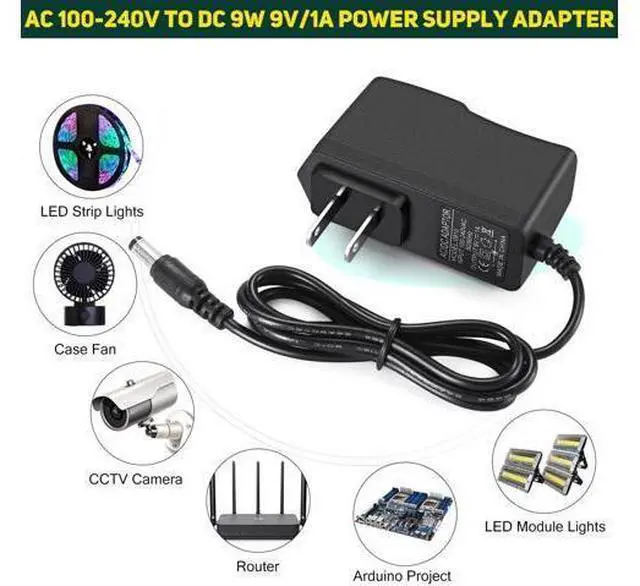 Alt view image 6 of 7 - 9W 9V/1A Power Supply Adapter, AC 100-240V to DC 9V 1000mA Wall Adapter, 9 Volt 1 Amp AC to DC Switching Power Supply, Slim Wall-Mount Power Adapter, Compatible Both 5.5x2.5mm & 5.5x2.1mm Plug - OEM
