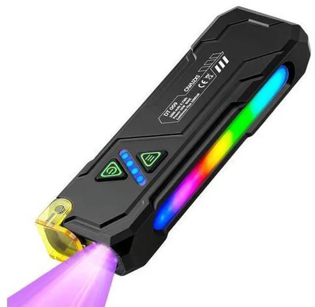 Main image of EDC Rechargeable Flat Flashlight 1000 Lumens White LED/UV/RGB Ambient Signaling Flashlights, Magnetic Clip on Pocket Light for Outdoors, Emergency, Working (1, Black, Compact)