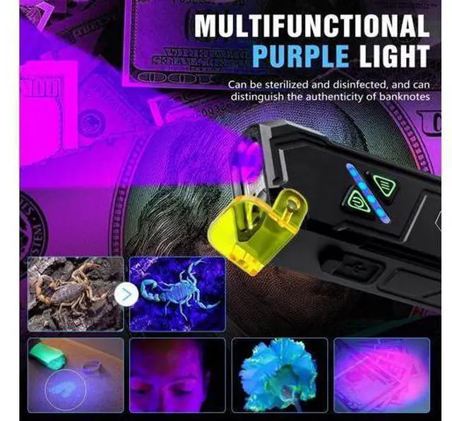 Alt view image 5 of 7 - EDC Rechargeable Flat Flashlight 1000 Lumens White LED/UV/RGB Ambient Signaling Flashlights, Magnetic Clip on Pocket Light for Outdoors, Emergency, Working (1, Black, Compact)