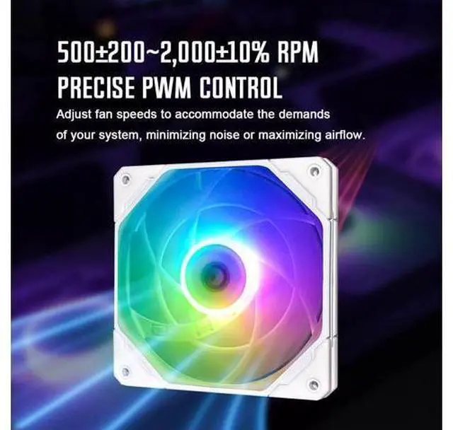 Alt view image 5 of 7 - ID-COOLING NO-12015-XT-ARGB Snow Case Fan 15mm Thickness PWM Fan 5V 3 PIN ARGB Fan Slim Fan for Radiator/CPU Cooler/Computer Case