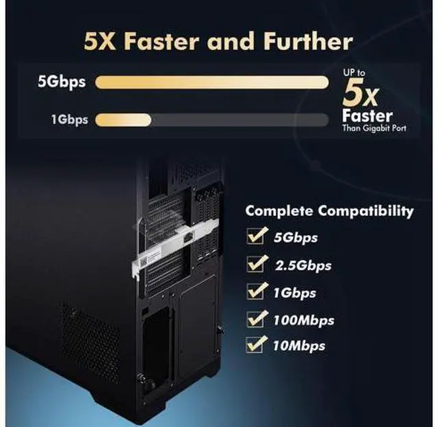 Alt view image 6 of 7 - 5G PCIe Network Adapter, RTL8126 5G/2.5G/1G/100Mbps Binardat Ethernet Card RJ45 LAN Controller with Low Profile, Support PXE for Windows 11/10, Linux