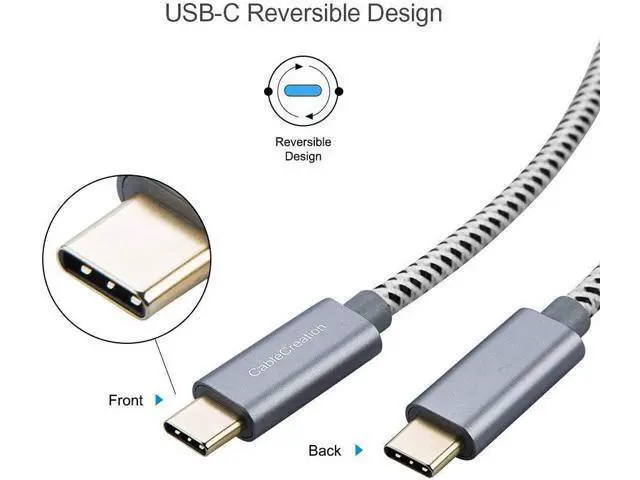Alt view image 2 of 7 - USB C Cable 10FT 60W USB C to USB C Fast Charging Cable USB Type-C to C Cable Braided 3A 60W 480Mbps Data for MacBook Pro Air iPad Air Pro S21/S20+/S20 Pixel 4/5 etc. 3m Space Gray