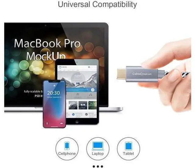 Alt view image 6 of 7 - USB C Cable 10FT 60W USB C to USB C Fast Charging Cable USB Type-C to C Cable Braided 3A 60W 480Mbps Data for MacBook Pro Air iPad Air Pro S21/S20+/S20 Pixel 4/5 etc. 3m Space Gray