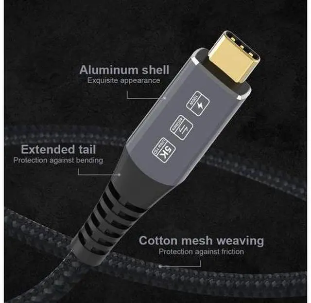 Alt view image 4 of 7 - USB4 USB4.0 USB-C Type-C Male to USB-C Type-C Male USB4 Cable 40Gbps with 100W Charging Compatible 1.8M