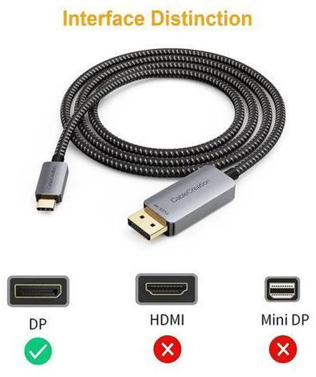Alt view image 5 of 7 - CableCreation USB C to HDMI Cable 3FT 4K@60Hz HDR Bundle with USB-C to DisplayPort Cable 6FT 4K@60Hz, Nylon Braided Cord Compatible for MacBook/Pro/Air, Galaxy S20/ S10, LG V30, Aluminum