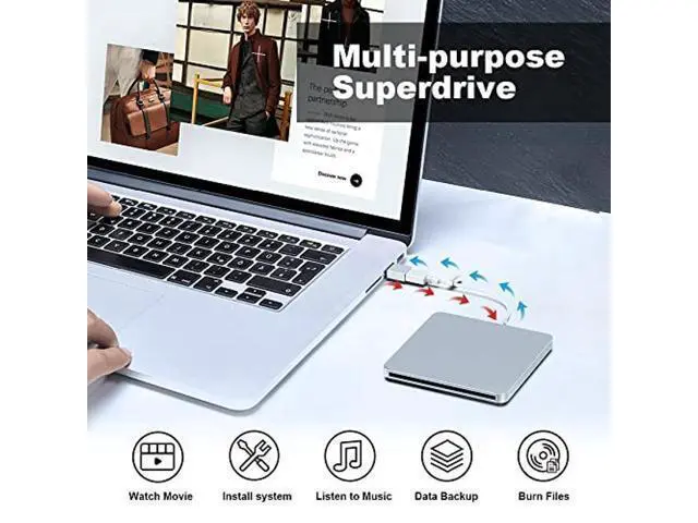 Alt view image 5 of 5 - External DVD Drive, VersionTECH. DVD Player Portable External CD/DVD Drive for Laptop USB Type-C CD DVD +/-RW Drive Player CD ROM Burner Writer Compatible for Apple Mac MacBook iMac Laptop Desktop PC