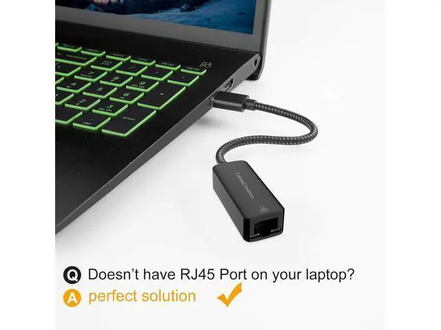 Alt view image 2 of 5 - USB to Ethernet Adapter, CableCreation USB 3.0 to 10/100/1000 Mbps Aluminum RJ45 LAN Network Adapter, Compatible with MacBook, Surface Pro, Laptop, PC, Windows, macOS and More