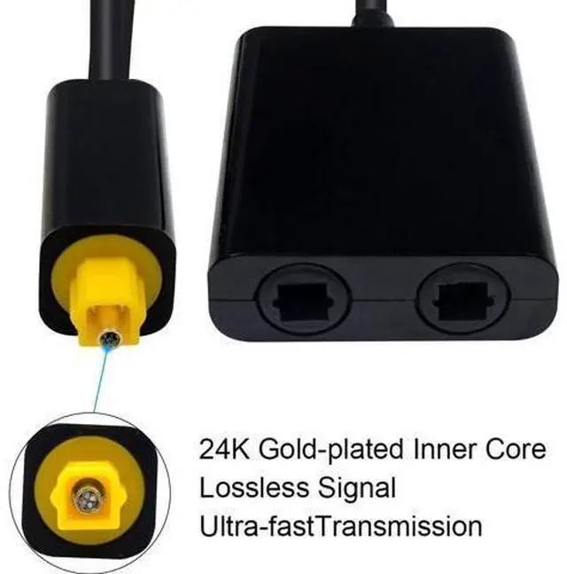 Alt view image 3 of 7 - Duttek Optical Audio Cable Toslink Splitter,Optical Audio Splitter 1 in 2 Out, Digital Optical Audio Splitter 1 in 2 Out Audio Adapter Cable Splitter