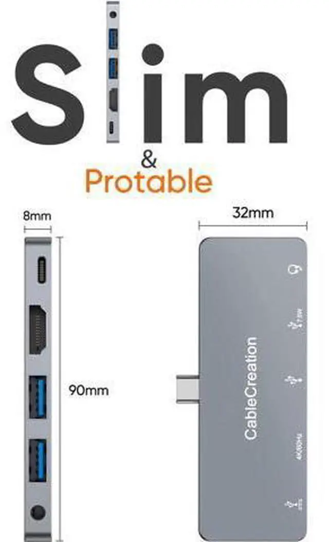 Alt view image 5 of 7 - CableCreation for iPad Pro USB C Hub, 5 in 1 Microsoft Surface USB C Hub Adapter with 4K HDMI, 3.5mm Headphone Jack, USBC 100W PD Charging 5Gbps USB, iPad Headphone Adapter Multiport for iPad