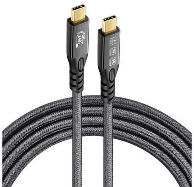 Alt view image 2 of 7 - USB C 3.2 Gen2x2 20Gbps 2 x Type C 4K@60Hz UHD Video 5A/240W PD3.1 Fast Charge Cord with E-Marker Compatible with Thunderbolt 3/4 for iPhone 15Pro MacBook (2 2 x USB C 20G 240W 2M)