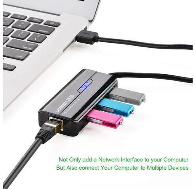 Alt view image 7 of 7 - RJ45 Ethernet Adapter with USB 2.0 Hub USB Network Adapter 10/100Mbps for Nintendo Switch, Wii, Windows Surface Pro, MacBook Air/Retina, Chromebook, and More PC