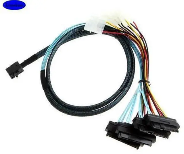 Main image of MINI SAS HD SFF-8643 to 4 Ports SAS SFF-8482 with POWER Server Connection Cable