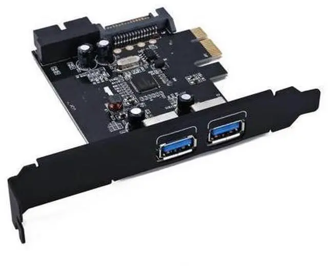 Main image of PCIE TO 2 Port USB 3.0 PCI-e Internal 20Pin Adapter PCI Express 5.0Gbps 19Pin 7207201 Chipset SATA 15PIN Power Supply