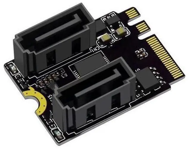 Main image of M.2 (A+E Key) to 2-Port SATA3.0 Expansion Card Key A+E Wifi M.2 to SATA Adapter Card Drive JMB582 Chipset