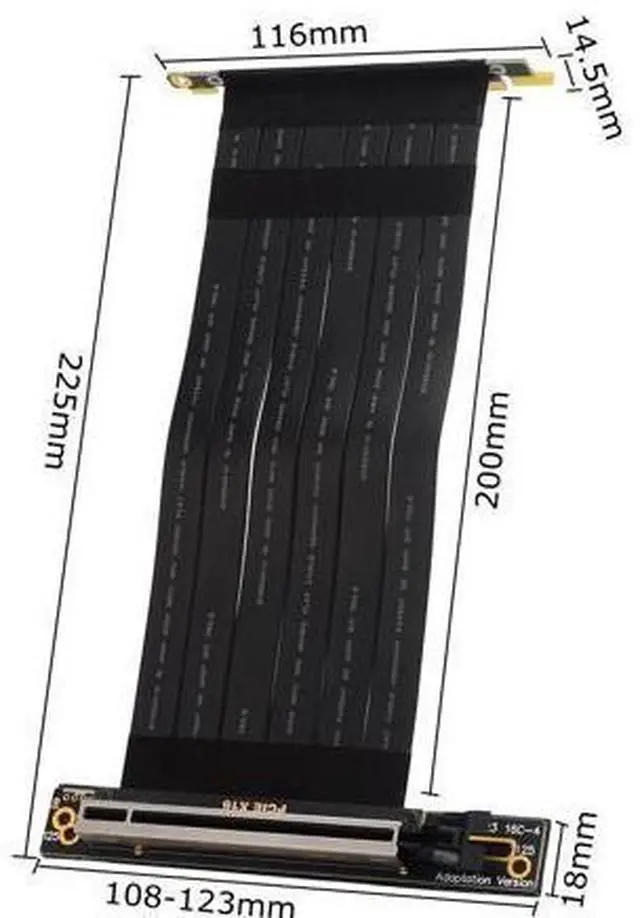 Alt view image 4 of 7 - PCI Express 3.0 Double 90 Degree Right Angle PCIe 3.0 x16 x16 Extension Cable 16x Riser Ribbon Extender For Graphics Vertical