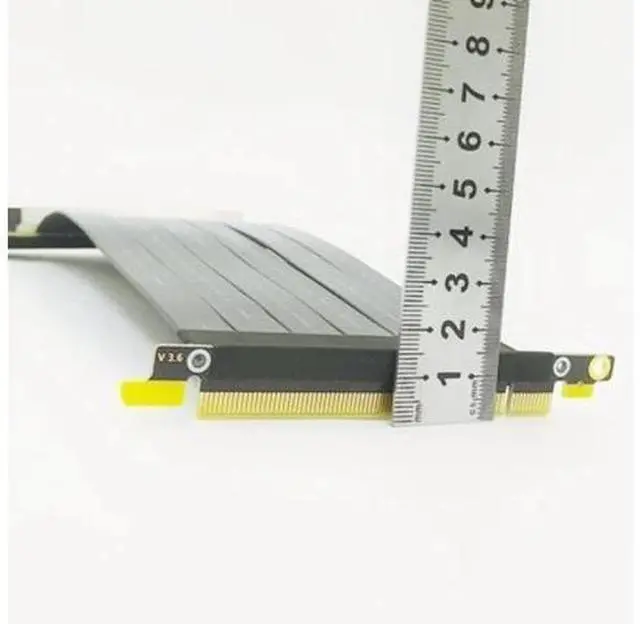 Alt view image 6 of 7 - PCI Express 3.0 Double 90 Degree Right Angle PCIe 3.0 x16 x16 Extension Cable 16x Riser Ribbon Extender For Graphics Vertical