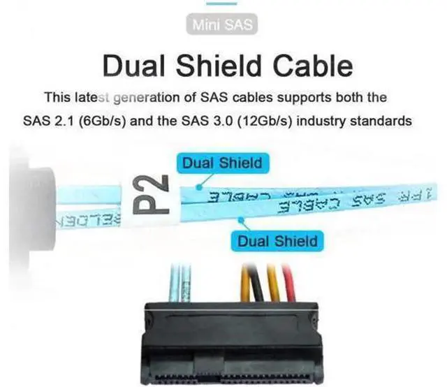 Alt view image 5 of 7 - Slimline SAS 4.0 SFF-8654 4i 38pin Host to 4 SAS 29pin SFF-8482 Target Hard Disk Fanout Raid Cable