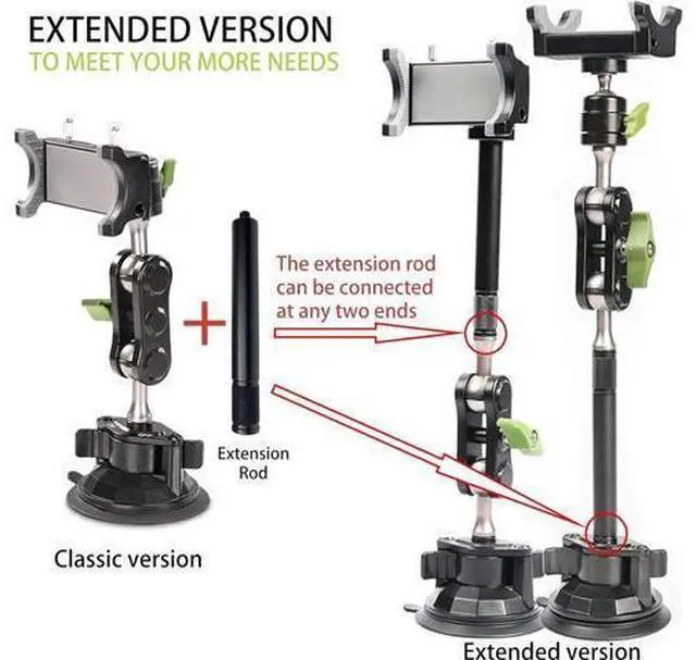 Alt view image 4 of 7 - leepiya Car Phone Mount Video Recording Universal Magic Arm Suction Car Phone Holder Mount Windshield Window Glass Dashboard Vlog Shooting Car Phone Mount for All Smartphones & Cars