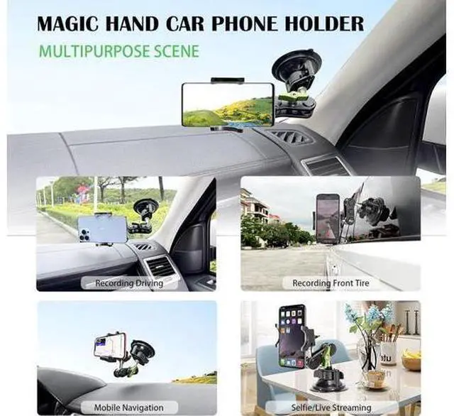 Alt view image 5 of 7 - leepiya Car Phone Mount Video Recording Universal Magic Arm Suction Car Phone Holder Mount Windshield Window Glass Dashboard Vlog Shooting Car Phone Mount for All Smartphones & Cars
