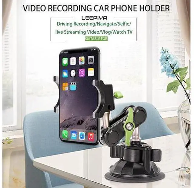 Alt view image 7 of 7 - leepiya Car Phone Mount Video Recording Universal Magic Arm Suction Car Phone Holder Mount Windshield Window Glass Dashboard Vlog Shooting Car Phone Mount for All Smartphones & Cars