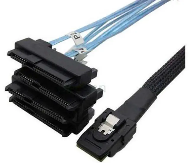 Alt view image 4 of 7 - Internal 36 Pin Mini SAS SFF-8087 Host to 4 SFF-8482 Target SAS Hard Disk and SATA Power Cable 100cm