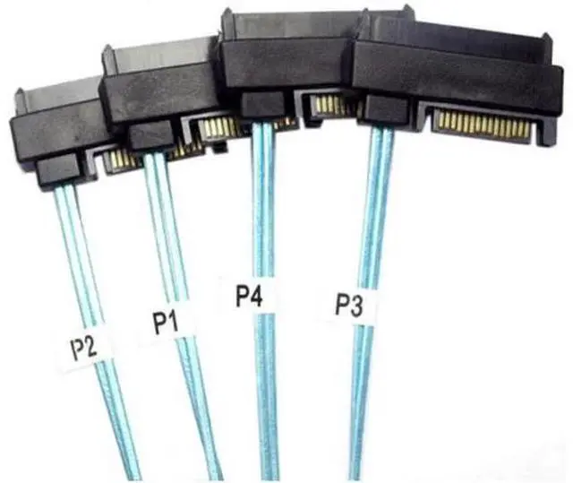 Alt view image 2 of 7 - Internal 36 Pin Mini SAS SFF-8087 Host to 4 SFF-8482 Target SAS Hard Disk and SATA Power Cable 100cm