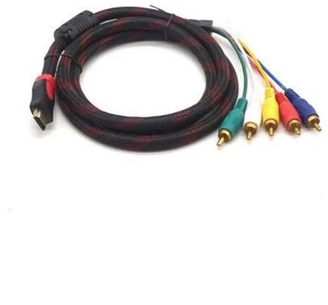 Alt view image 2 of 7 - HD 1080P HDMI Male To 5 RCA RGB AV Cable Connector Audio Video Cord Adapter 5ft/1.5m With Gold-plated Plug Magnet Ring