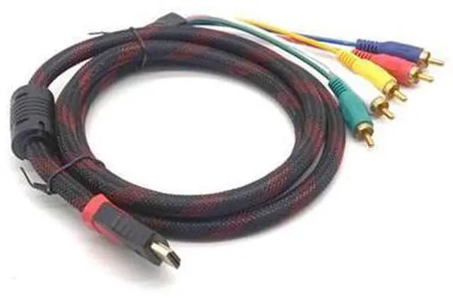 Alt view image 7 of 7 - HD 1080P HDMI Male To 5 RCA RGB AV Cable Connector Audio Video Cord Adapter 5ft/1.5m With Gold-plated Plug Magnet Ring