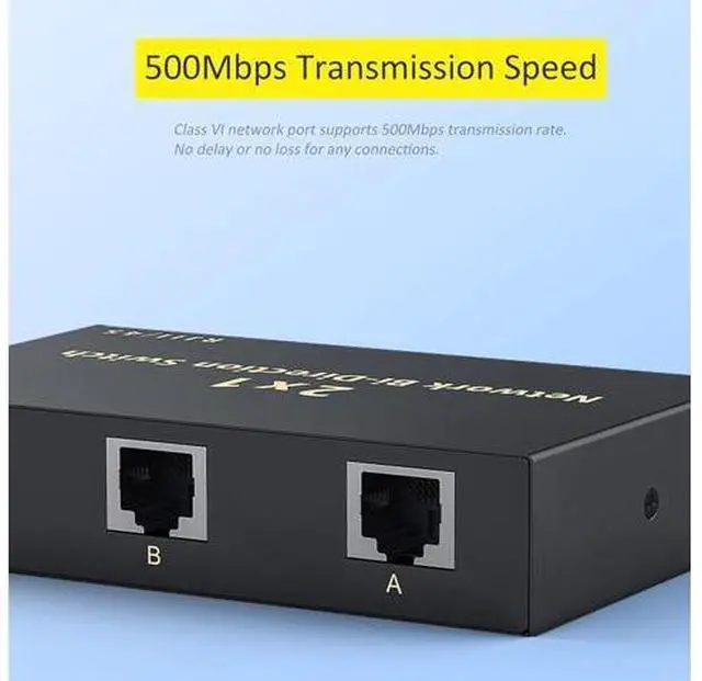 Alt view image 7 of 7 - RJ45 Network Switch Selector 2x1 Ethernet RJ45 Network Switch Splitter Selector Box 100M/1000M