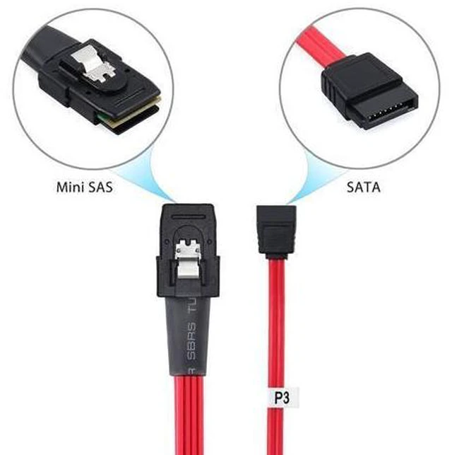 Alt view image 3 of 6 - SAS SATA Cable Mini SAS 36P SFF-8087 host to 7pin SATA 6GB HD Splitter Breakout Cable target Hard Disk Data Cable Red