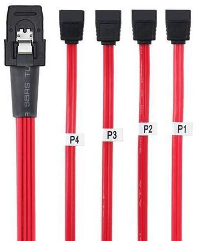 Alt view image 5 of 6 - SAS SATA Cable Mini SAS 36P SFF-8087 host to 7pin SATA 6GB HD Splitter Breakout Cable target Hard Disk Data Cable Red