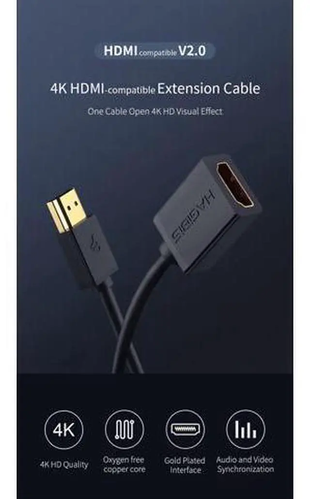 Alt view image 7 of 7 - HDMI-compatible Extension Cable 4K HDMI-compatible 2.0 male to female extender for Computer/HDTV/Laptop/Projector/PS3/4
