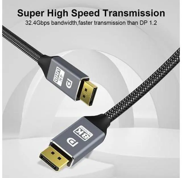 Alt view image 3 of 7 - DisplayPort Cable DP 1.4 to DP Cable 8K 4K 144Hz 165Hz Display Port Adapter For Video PC Laptop TV DP 1.2 8K Display Port Cable