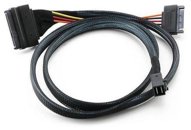 Main image of Mini SAS SFF 8643 to U.2 SFF-8639 Cable with 15 Pin Female SATA Connector SSD Power Cable Wire 12Gb/S 1.64ft