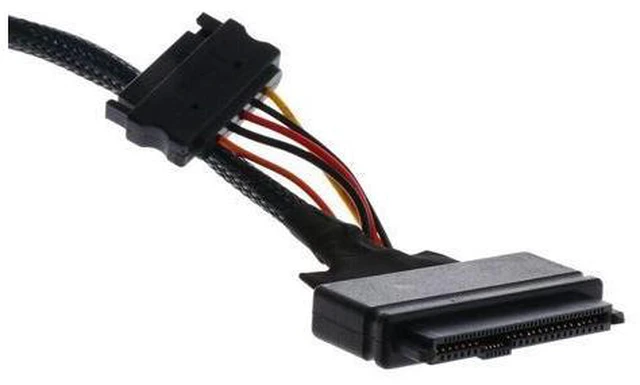 Alt view image 5 of 7 - Mini SAS SFF 8643 to U.2 SFF-8639 Cable with 15 Pin Female SATA Connector SSD Power Cable Wire 12Gb/S 1.64ft