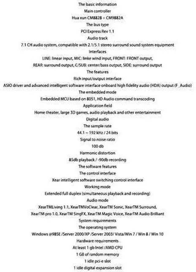 Alt view image 7 of 7 - PCIE 7.1CH Sound Card Stereo Surround Sound PCI-E Built-In 7.1 Channel Audio Audio System CM8828