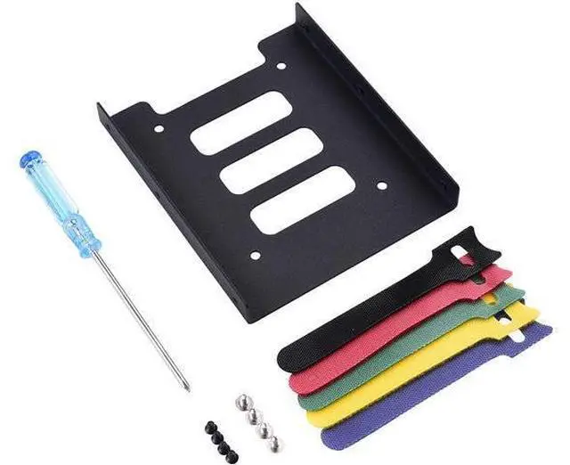 Alt view image 2 of 7 - Tewmsc 2.5 to 3.5 Adapter -SSD Mounting Bracket Kit 2.5 to 3.5 Drive Bay Metal Adapter Mounting Bracket Hard Drive Holder with 5pcs Reusable Cord Organizer