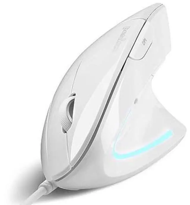 Main image of PERIMICE-513W Wired Ergonomic USB Mouse - 6 Buttons with 1000/1600 DPI - Vertical Right-Handed Design - White