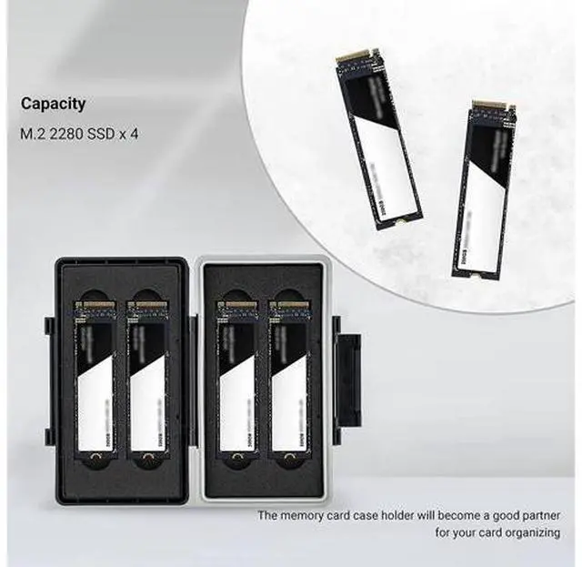 Alt view image 2 of 7 - 4 Slot M.2 2280 Case M.2 SSD Holder Storage M.2 Drive Storage M.2 2280 SSD Card Case Water-Resistant and Shockproof