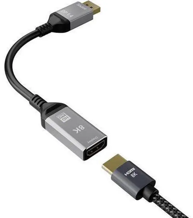 Alt view image 2 of 7 - CableDeconn DisplayPort 1.4 to HDMI 2.1 Ultra HD 8K Male to Female Cable 0.25m Converter 8K@60Hz 4K@120Hz Directional Compatible with DisplayPort PC and HDMI Displays Tvs