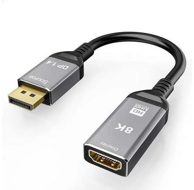 Main image of CableDeconn DisplayPort 1.4 to HDMI 2.1 Ultra HD 8K Male to Female Cable 0.25m Converter 8K@60Hz 4K@120Hz Directional Compatible with DisplayPort PC and HDMI Displays Tvs