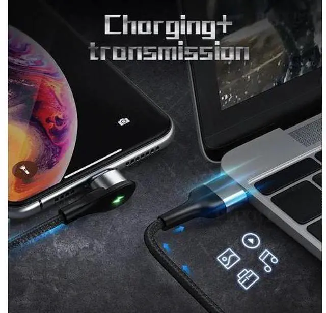 Alt view image 2 of 5 - Cable Micro USB Type C Adapter Charger 90 Degree Elbow Fast Charging Led Lighting For iPhone note 8