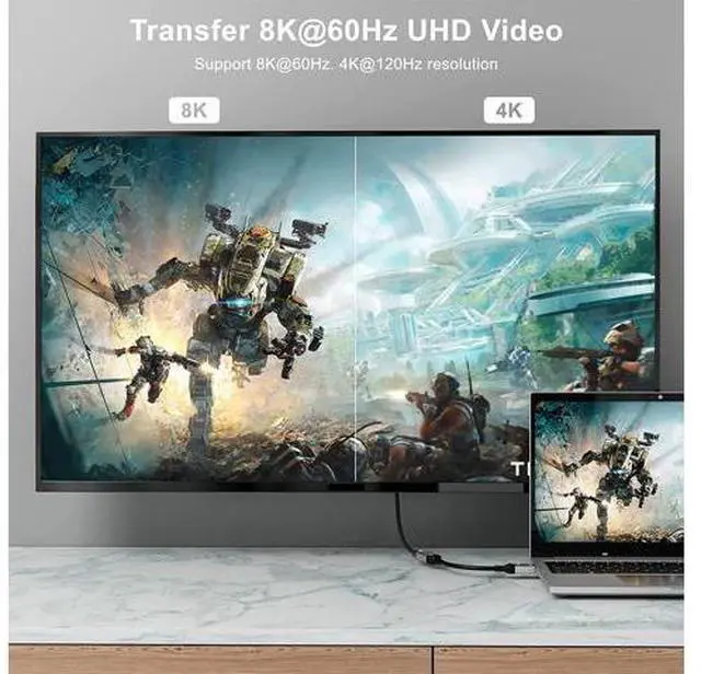 Alt view image 4 of 7 - CableDeconn DisplayPort 1.4 to HDMI 2.1 Ultra HD 8K Male to Female Cable 0.25m Converter 8K@60Hz 4K@120Hz Directional Compatible with DisplayPort PC and HDMI Displays Tvs