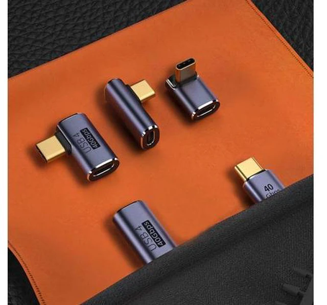 Alt view image 6 of 6 - 5 Pack USB C Adapter 90 Degree Up&Down Left&Right Angle USB Type C Male to Female Extender Female to Female Coupler for Steam Deck ROG Ally Switch MacBook Pro/Air and More (Purple)