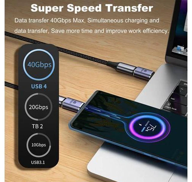 Alt view image 2 of 6 - 5 Pack USB C Adapter 90 Degree Up&Down Left&Right Angle USB Type C Male to Female Extender Female to Female Coupler for Steam Deck ROG Ally Switch MacBook Pro/Air and More (Purple)